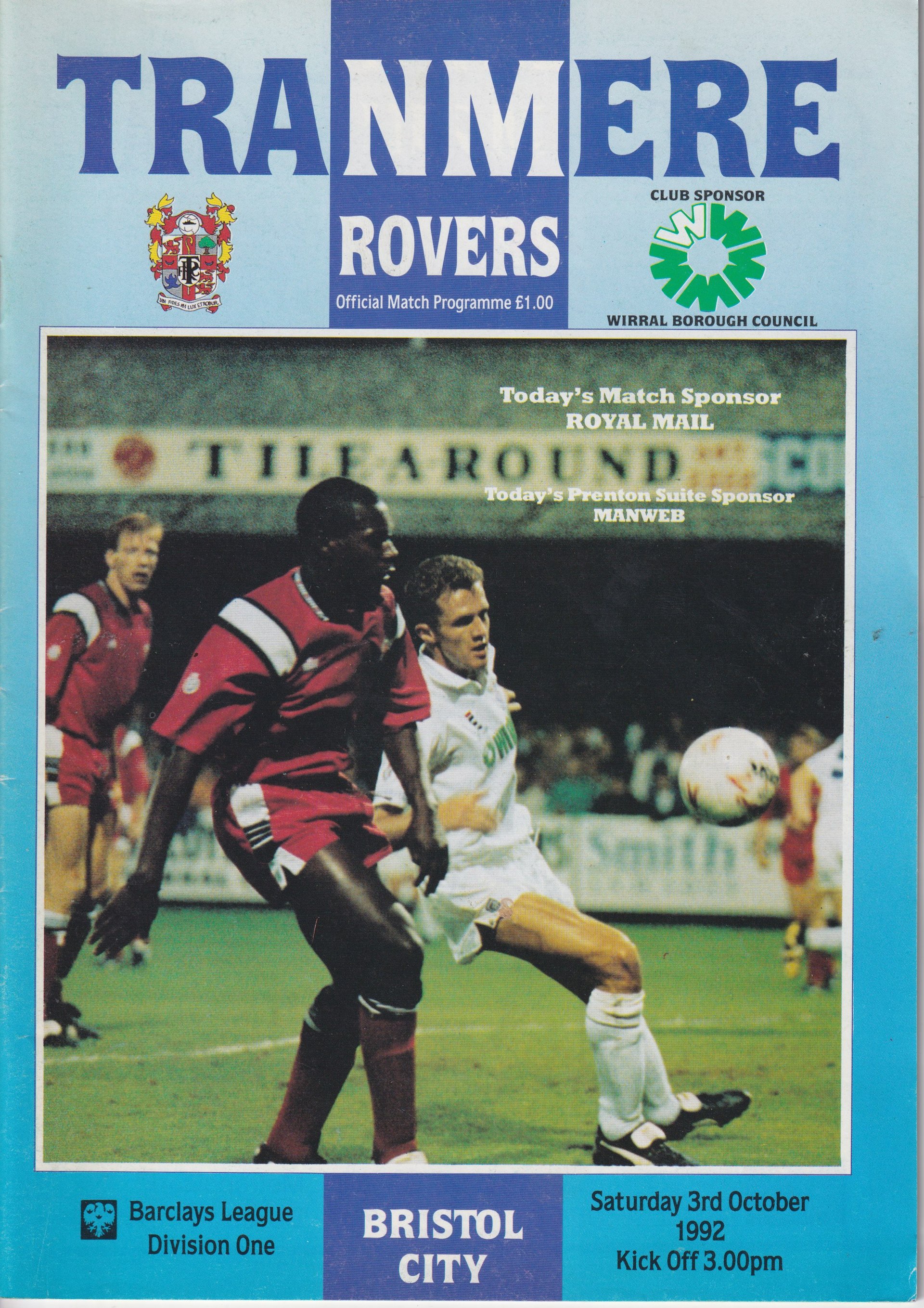 Tranmere Rovers v Bristol City match programme